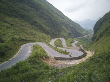 High angle view of mountain road