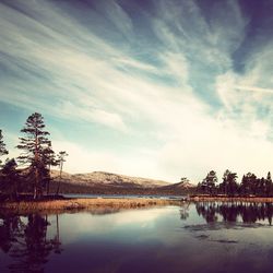 Scenic view of lake against sky