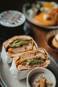 Close-up of food on table