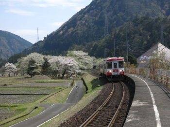 Railroad track passing through mountain
