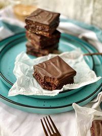 Close-up of chocolate cake on table