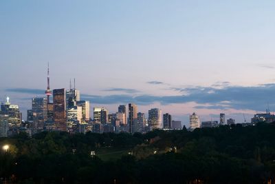 View of city at sunset