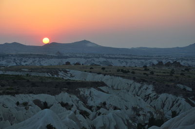 Scenic view of landscape against sky during sunset