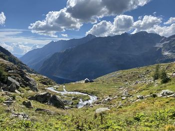 Scenic view of mountains against sky