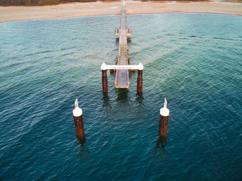 High angle view of nautical vessel in sea