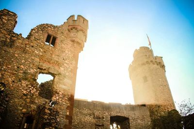 Low angle view of castle against clear sky