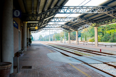 Train on railroad station platform