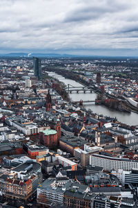 Panoramic view of frankfurt from above, germany.