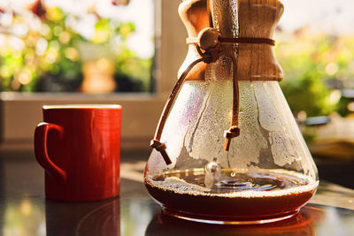 Close-up of coffee on table