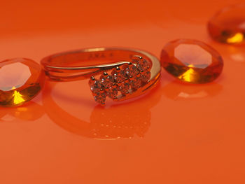 Close-up of orange balls on table