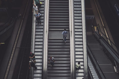 High angle view of people escalators berlin hauptbahnhof