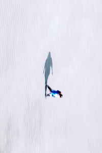 High angle view of person skiing on land