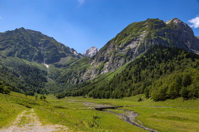 Scenic view of mountains against clear sky