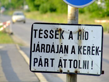 Information sign on road