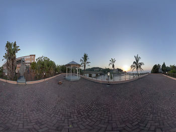 Panoramic view of palm trees against clear sky