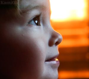 Close-up portrait of boy looking away