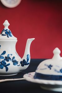 Close-up of tea cup on table