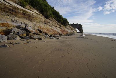 Scenic view of beach against sky