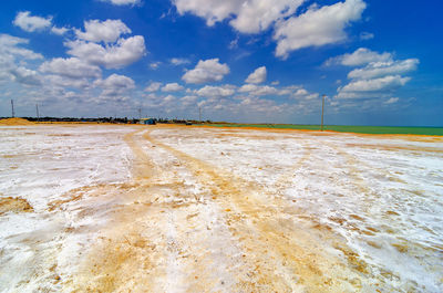 View of beach against cloudy sky