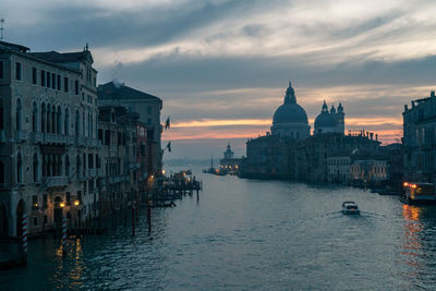 Sunrise view from the accademia bridge in venice italy