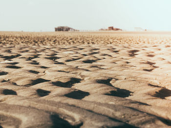 Surface level of wet sand at beach