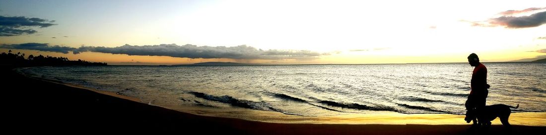 Scenic view of sea at sunset