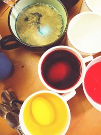 High angle view of tea on table