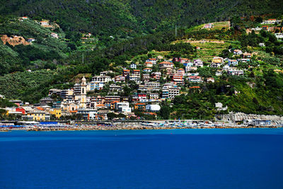 Scenic view of sea with cinque terre