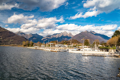 A view of lake como, photographed from colico, on the lecco side of the lake.