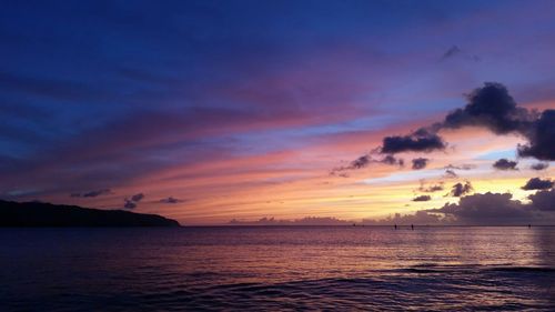 Scenic view of sea at sunset