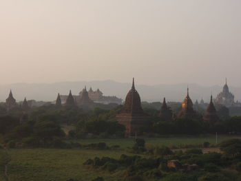 Stupas of building against clear sky