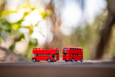 Close-up of toy car on table