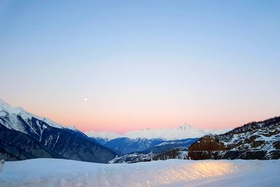 Scenic view of mountains during winter