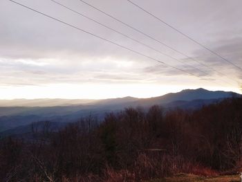 Scenic view of landscape against sky at sunset