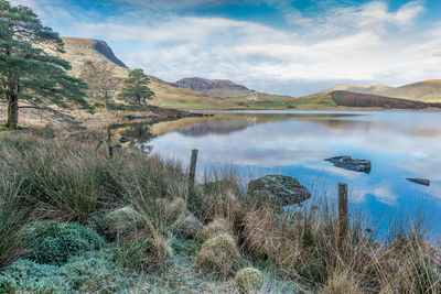 Scenic view of lake against sky