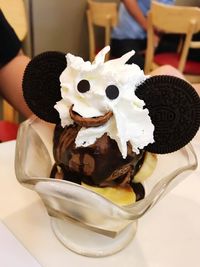 Close-up of ice cream served in plate