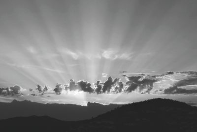 Scenic view of mountains against cloudy sky
