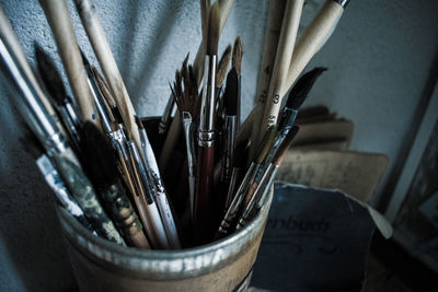 Close-up of paintbrushes