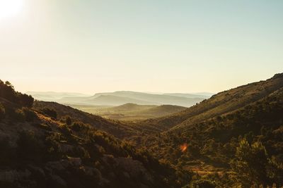 Scenic view of mountains against clear sky