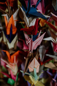 Full frame shot of multi colored origami