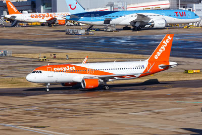 High angle view of airport runway