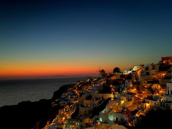 High angle view of town at seaside