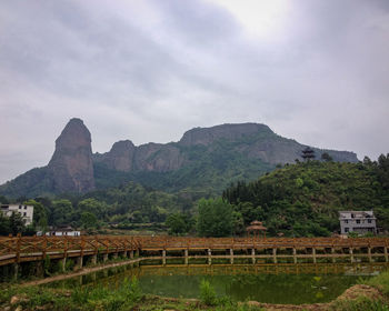 Scenic view of mountains against sky