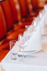 Drinking glass on table