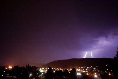 Panoramic view of illuminated city against sky at night