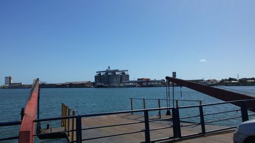 View of built structure in water