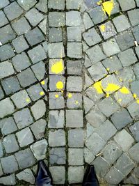 Pavement on cobblestone street