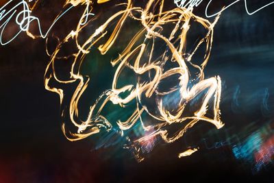 Close-up of illuminated fire at night