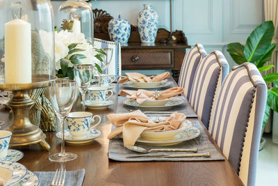 Table and chairs in restaurant