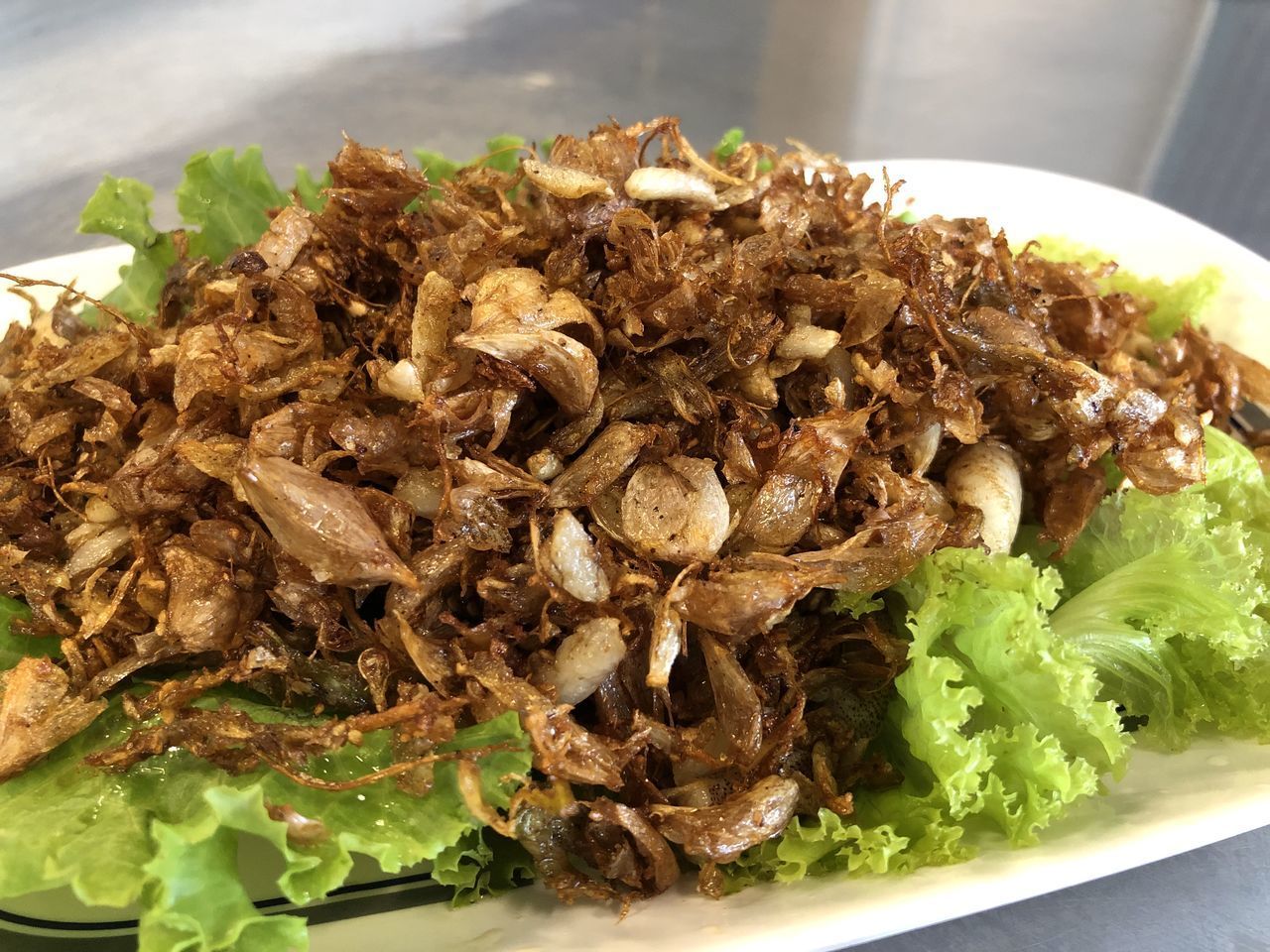 HIGH ANGLE VIEW OF FOOD SERVED IN PLATE